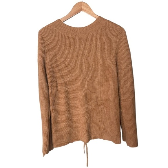 A.L.C. Markell Wool Cashmere Lace Up Back Tan Beige Sweater - Picture 3 of 11